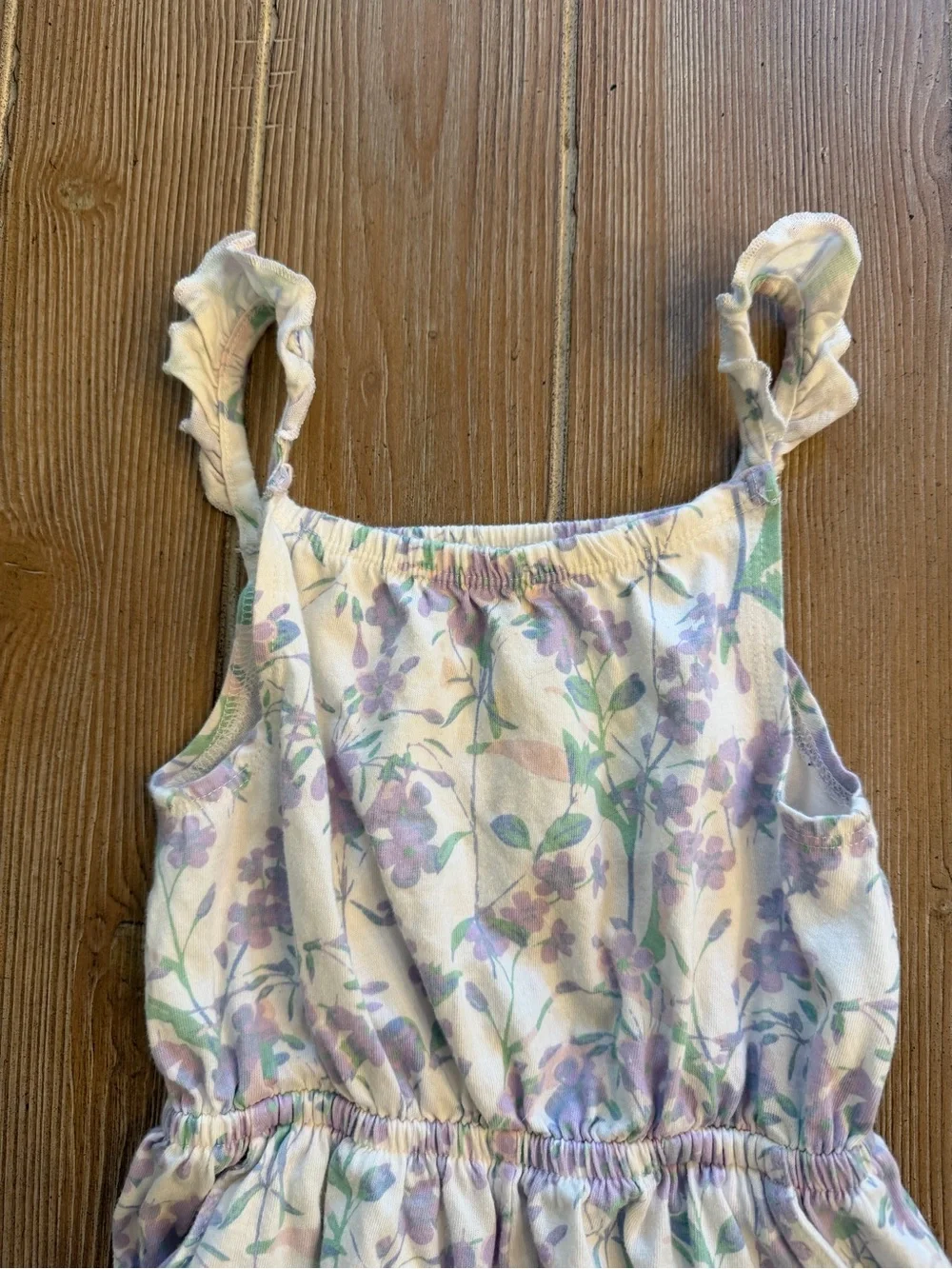 Bailey Lane Girls Floral Cotton Romper in Light Purple and Cream